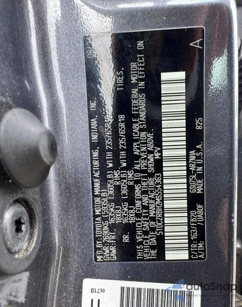 2021 Toyota Highlander L z USA, uszkodzony, nr VIN 5TDCZRBH2MS554363